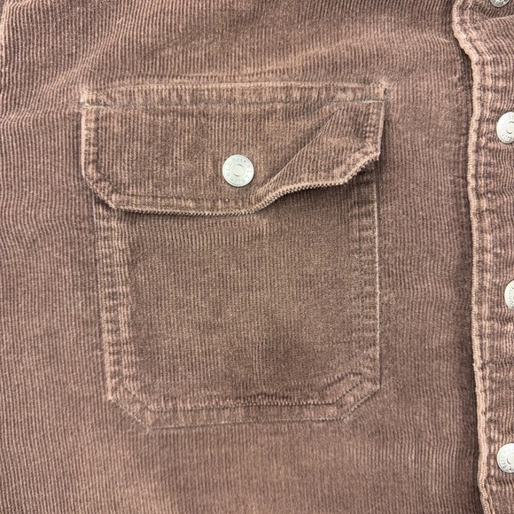 VTG LL Bean Corduroy Shirt Jac Mens Medium Brown Snap Fleece Lined Work Shacket - Picture 6 of 13